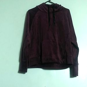 Women's velour quality hooded hoodie sweatshirt oxblood size medium core 10